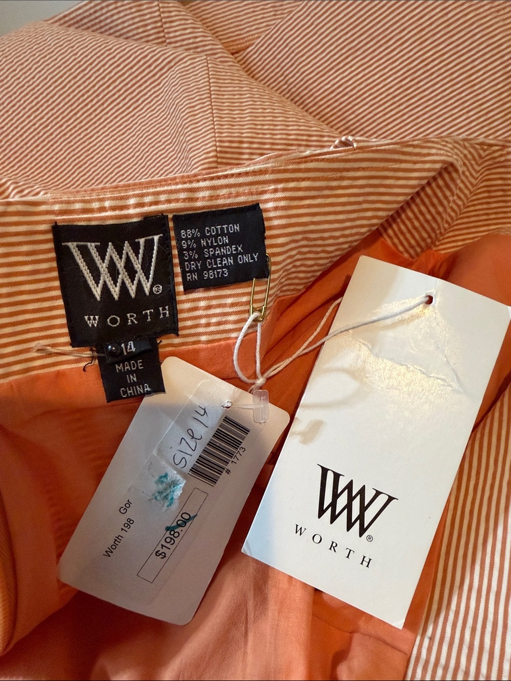Worth New York Skirt 14 NWT $198 Curry Stripe Pleated Fit Flare Cotton - Picture 4 of 9